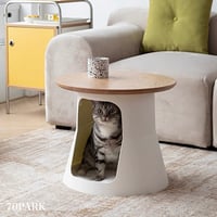 #ペットハウス ウッド 天板 ラウンド サイドテーブル 全2色 ソファ テーブル 猫ハウス キャットハウス 多機能