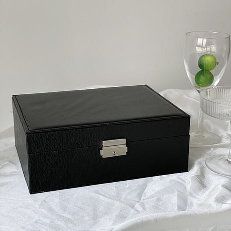 #二段  鍵付き シンプル ジュエリー ボックス 全2色 収納