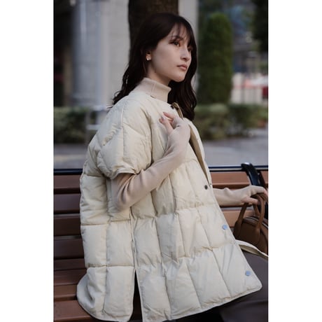 【即納】#サイドスリット 中綿 パフ ポンチョ 全2色 ジャケット