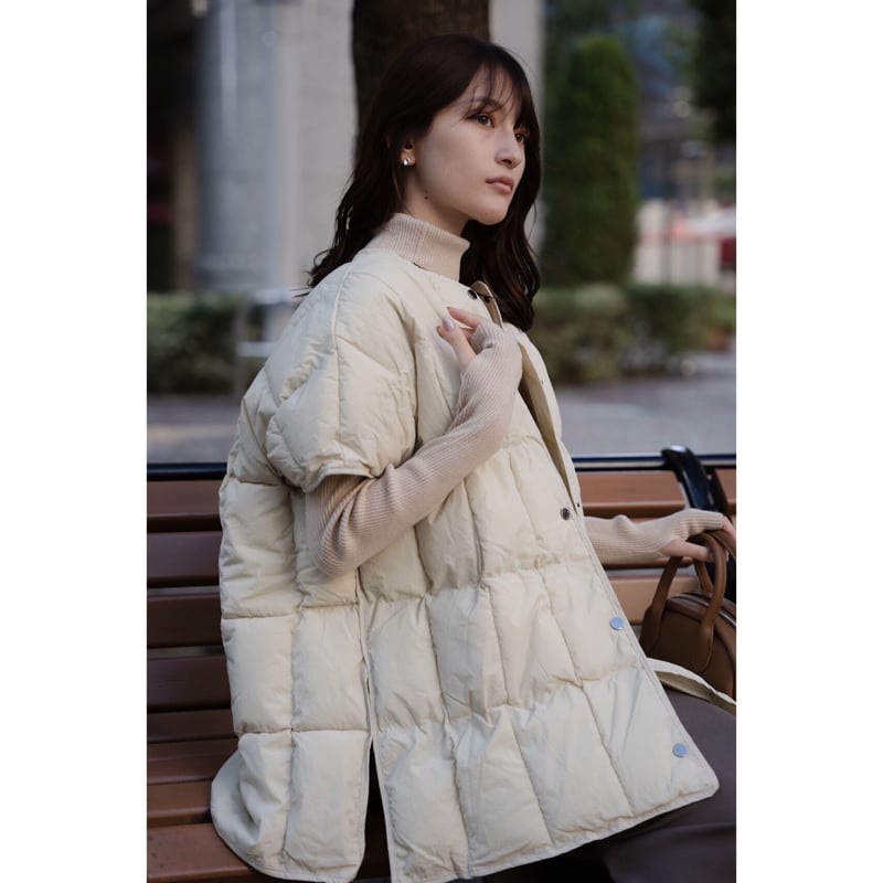 即納】#サイドスリット 中綿 パフ ポンチョ 全2色 ジャケット