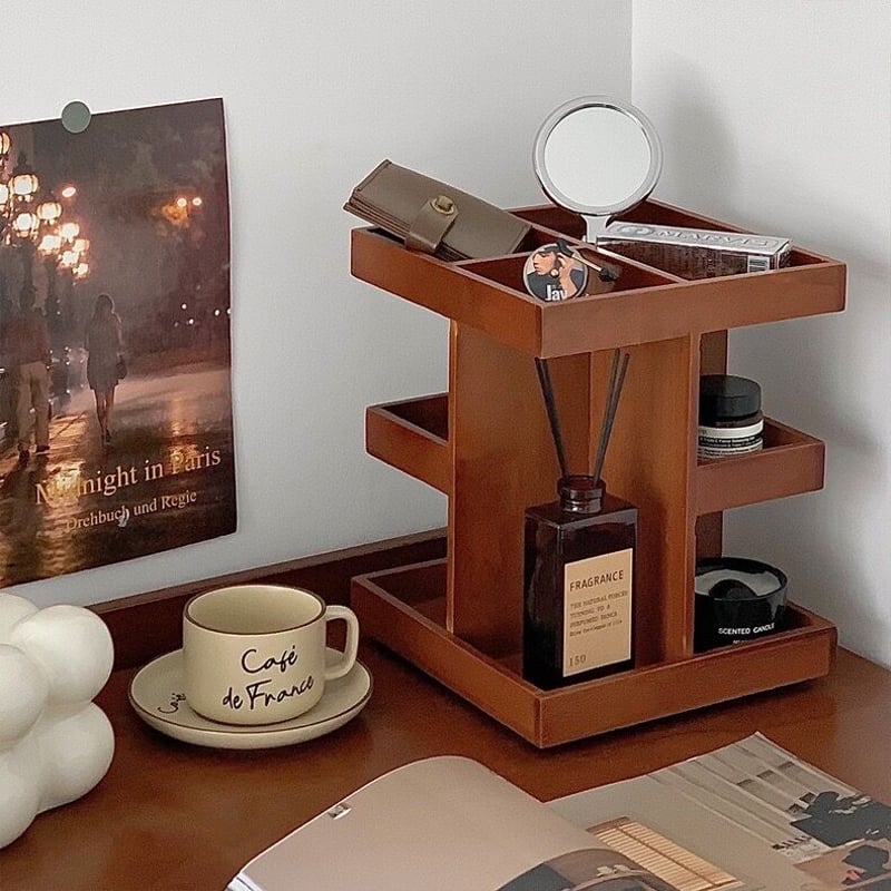 360度 回転 ウッド コスメ 収納 ラック | 70PARK