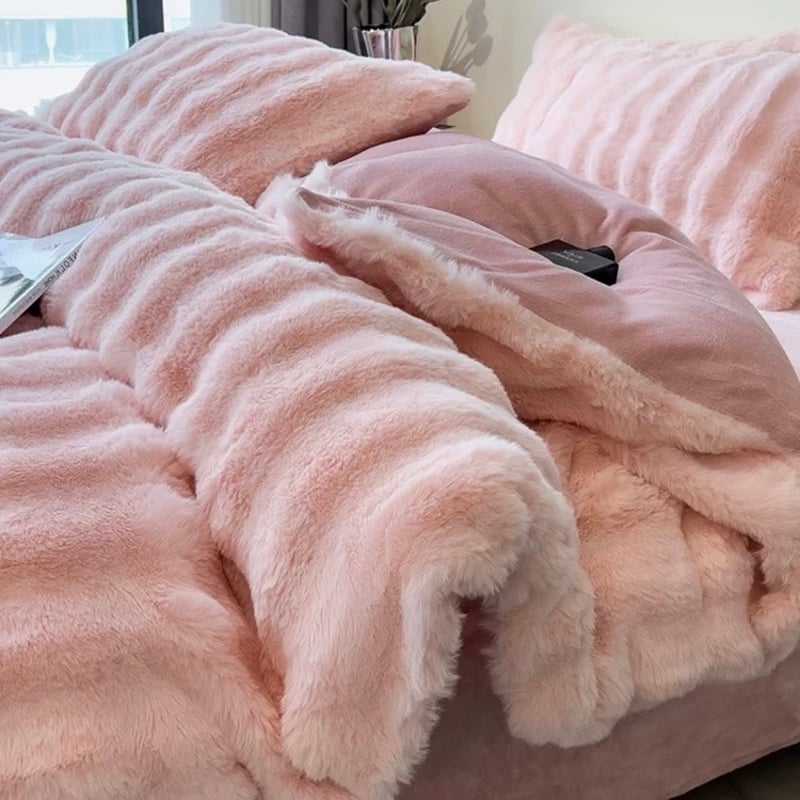 ピンクなめらか肌触り寝具カバーセット掛け布団カバーベッドスカート枕カバーセット rayee_b104