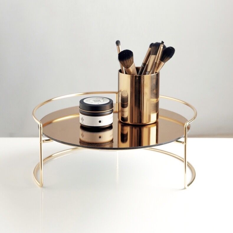 ローラアシュレイ ミラートレイ/ゴールド　新品 ゴールドフレーム ミラー トレイ 2点セット コスメ 収納 | 70PARK