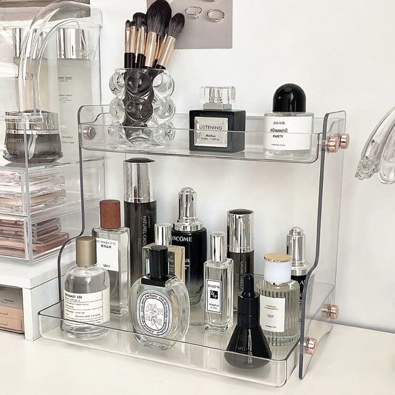 アクリル 二段 コスメ 軽量 収納 ラック 全3色 | 70PARK
