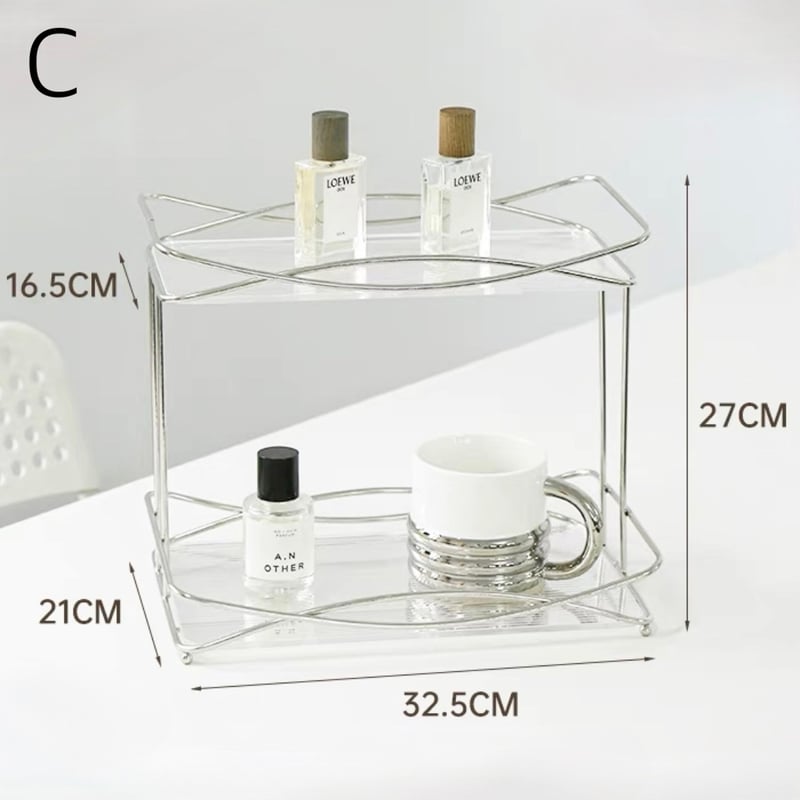 ステンレス クロス フレーム 二段 収納 ラック 全3色 コスメ収納 | 70PARK