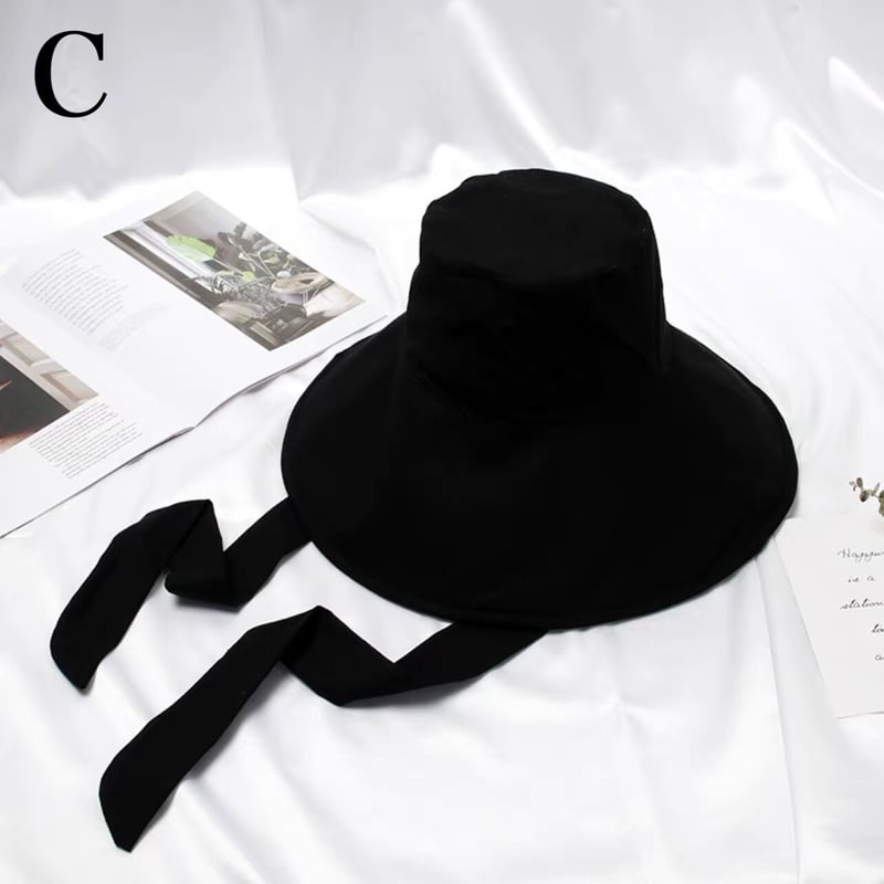 即納】#ロングリボン つば広 バケットハット 全3色 帽子 | 70PARK