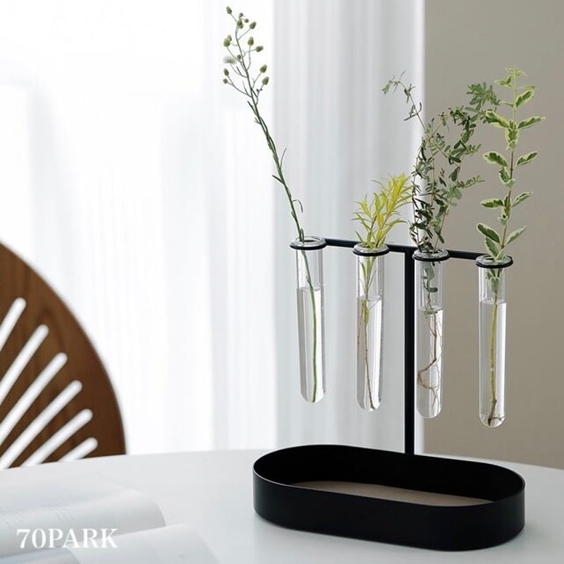 一輪挿し 試験管 インテリアセット 一輪挿し 試験管付き 収納 トレイ 全2色 小物入れ 花瓶 | 70PARK