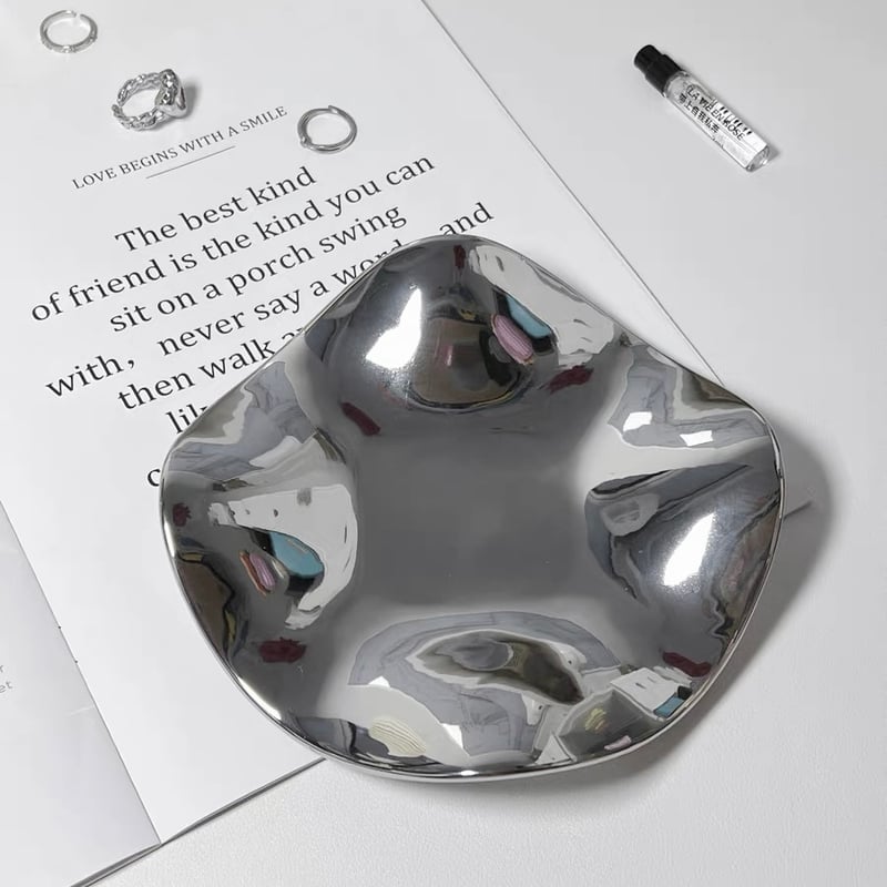 ニュアンス 不規則 ウエーブ ミラー トレイ シルバー | 70PARK