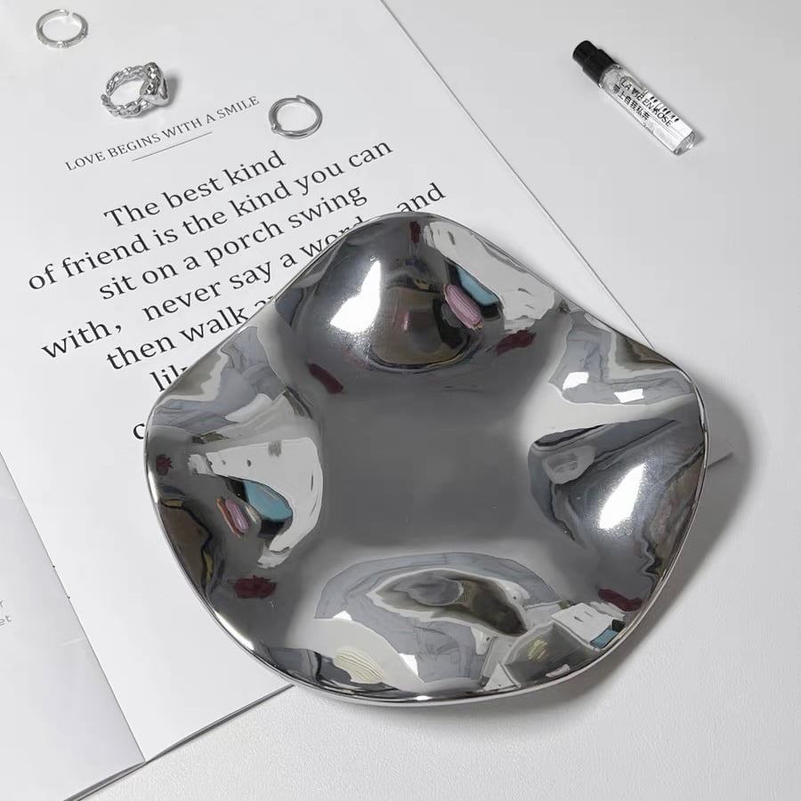 ニュアンス 不規則 ウエーブ ミラー トレイ シルバー | 70PARK