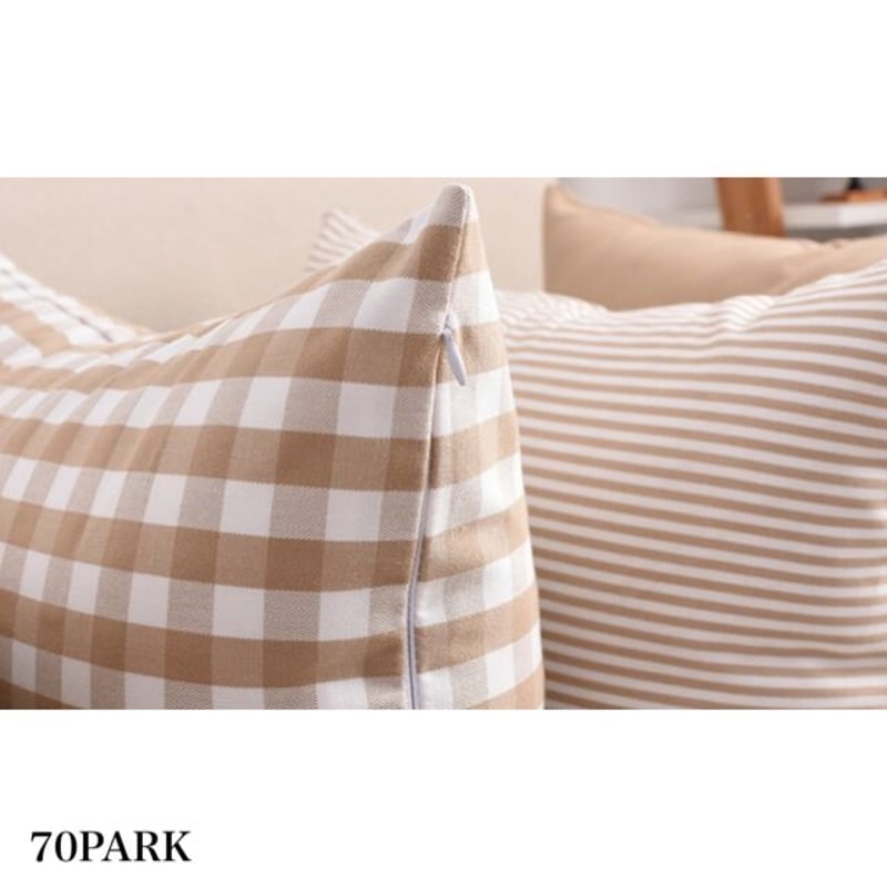 70年代【カリモク】チェック柄クッションのみ チェック柄 & ボーダー クッションカバー 全12タイプ | 70PARK