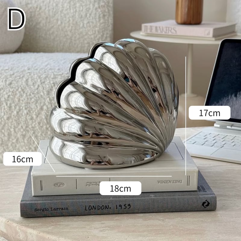 シェルモチーフ モダン アート セラミック ティッシュケース 全4色