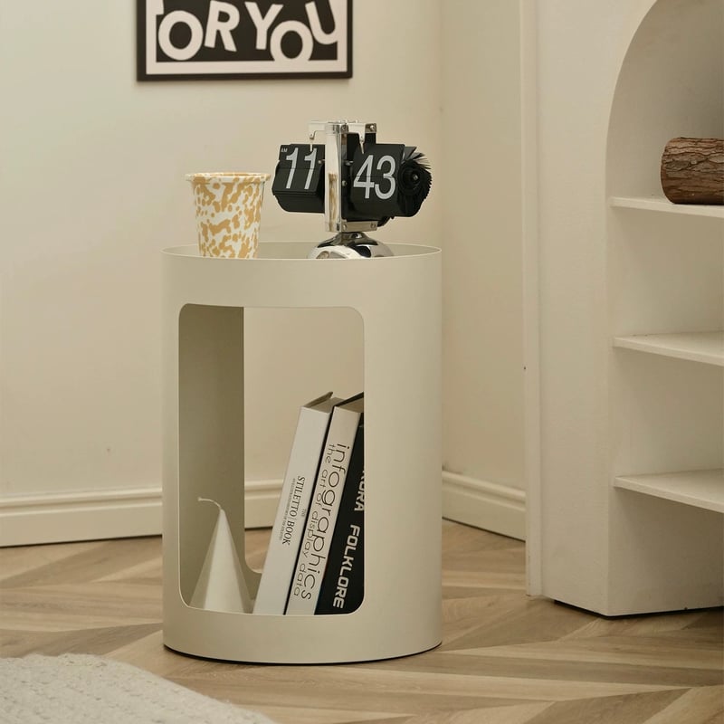 アイアン ラウンド オープン 収納 円柱 サイドテーブル 全4色 テーブル