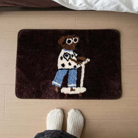 #キックボード 犬  メッセージ 玄関 マット 全2色 40×60 ダックスフンド ラグ 洗える