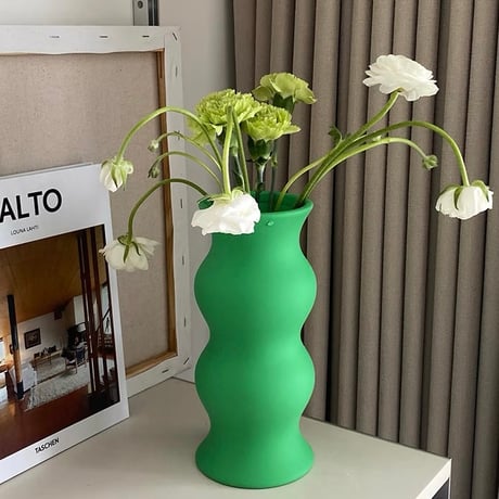 #うねうね マット カラー セラミック フラワーベース 全2色 花瓶