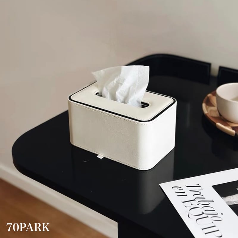 フェイクレザー シンプル ティッシュケース ホワイト | 70PARK フェイクレザー シンプル ティッシュケース ホワイト | 70PARK