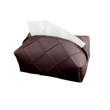 #ブラウン 編み込み風 フェイクレザー ティッシュケース 全3色 ティッシュカバー