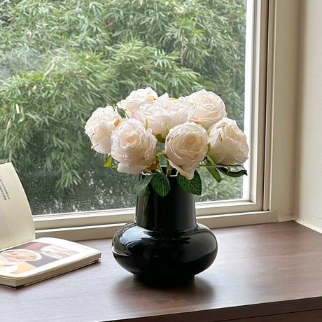 #モノトーン ぽってり セラミック フラワーベース 花瓶 全2色