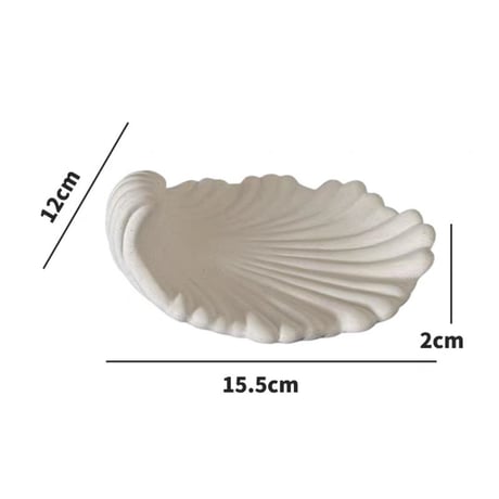 【即納】#マット モノトーン シェル モチーフ セラミック アクセサリー トレイ 全2色