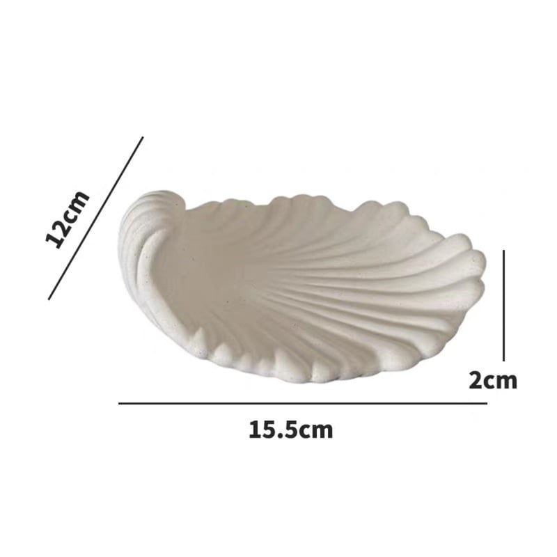 マット モノトーン シェル モチーフ セラミック アクセサリー トレイ