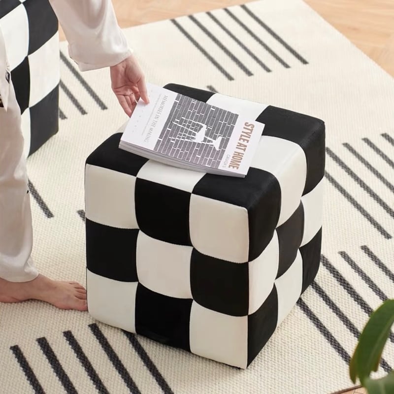 ☆定価15984円☆キューブスツール　BK/チェッカー/WH ☆定価15984円☆キューブスツールBK/チェッカー/WH