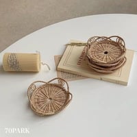 【即納】#フラワーモチーフ ラタン コースター 2点セット
