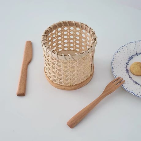 【即納】#ラタン かごめ編み ブラシスタンド  マルチポット