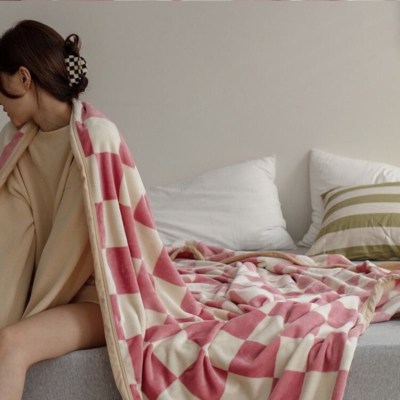 チェッカー ブランケット 全5色 膝掛け 毛布 100×150 | 70PARK