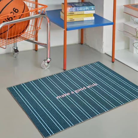 #ストライプ柄 メッセージ 玄関 マット 全4色 50×80 泥落とし