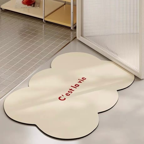 #シンプル レタリング カラー ウエーブ バス マット 50×80 全6色 速乾