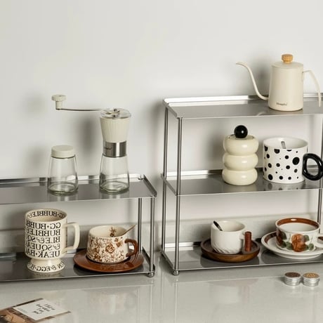 #ステンレス シルバー カップ 収納 二段 三段 ラック 全2種