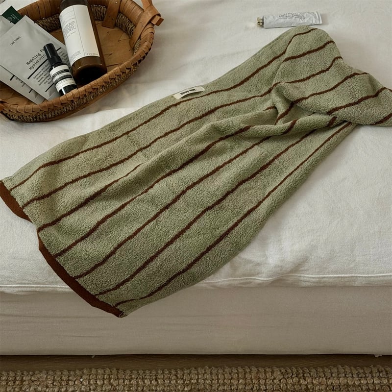 クラシック ストライプ フェイスタオル 全4色 綿 100% 吊り下げ コーマ