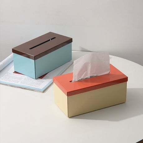 #カラフル アイアン ボックス ティッシュケース 全2色