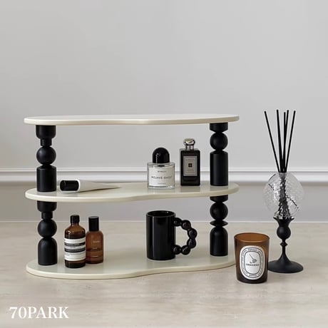 #モダン デザイン 三段 収納 ディスプレイラック 全2色