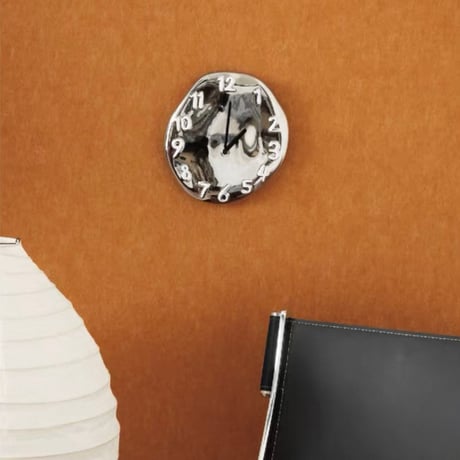 #シルバー セラミック 立体 文字盤 ラウンド クロック 全2色 壁掛け時計