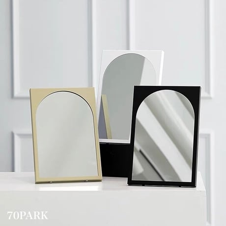 #アーチ型 アイアン 卓上 壁掛け ミラー 全3色 鏡