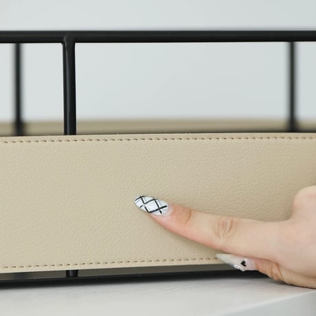 #ブラック フレーム レザー オーバル型 ロング トレイ 小物置き スパイスラック