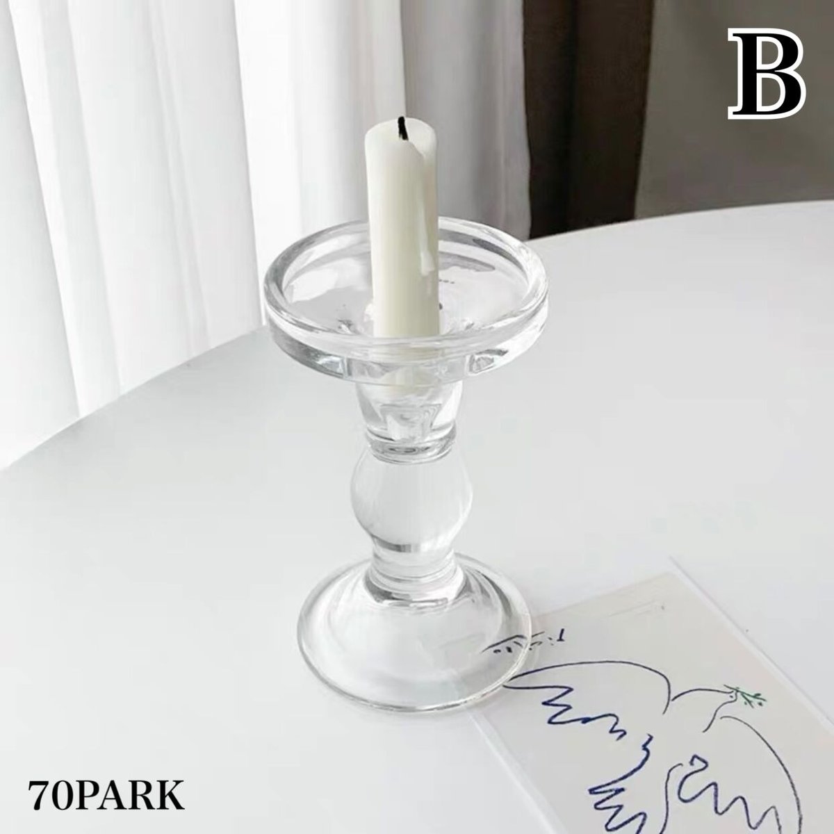 即納】#クリア ガラス キャンドルホルダー 全2タイプ | 70PARK 即納】#クリア ガラス キャンドルホルダー 全2タイプ | 70PARK