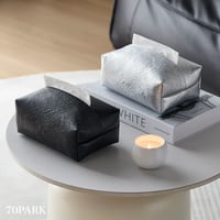 #フェイクレザー シンプル ティッシュケース 全2色