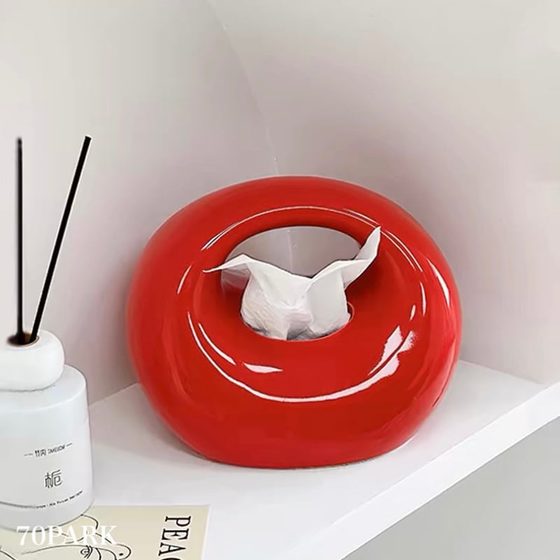 チャビー ラウンド セラミック ティッシュケース 全2色 | 70PARK