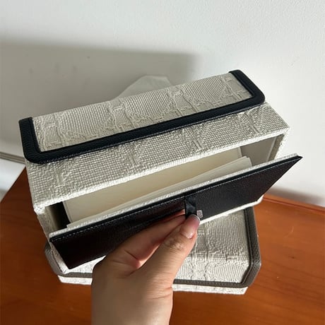 #フェイクレザー パイピング モダン ティッシュケース 全2色