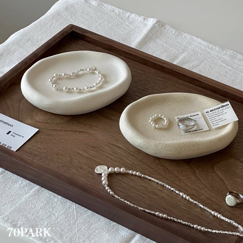 ぽってり セラミック オーバル型 アクセサリー トレイ 全2色