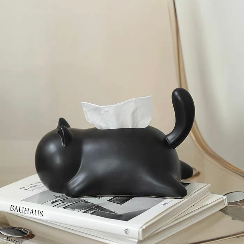 寝そべり キャット セラミック ティッシュケース 全4色 猫 ティッシュ