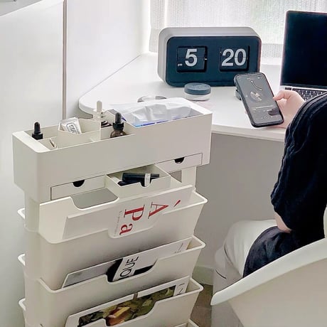 #多機能 ワゴン スリム デスク マガジン ラック キャスター 書類棚
