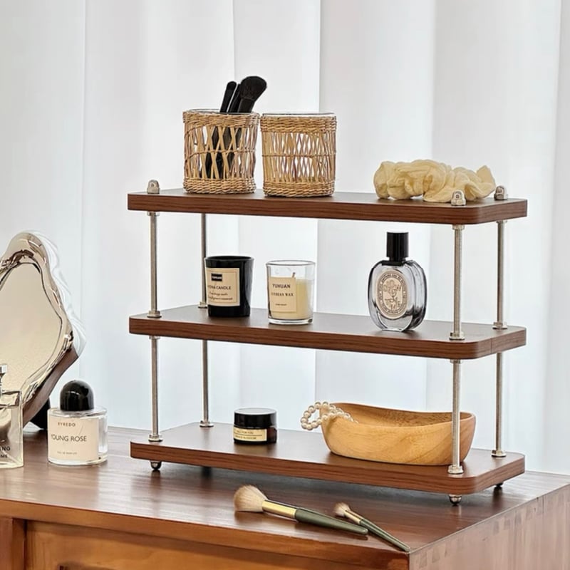 ウッド シルバー 三段 収納 ディスプレイ ラック 香水収納 | 70PARK