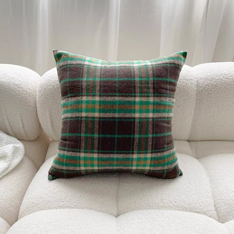 グリーン タータンチェック柄 クッションカバー 45×45 | 70PARK