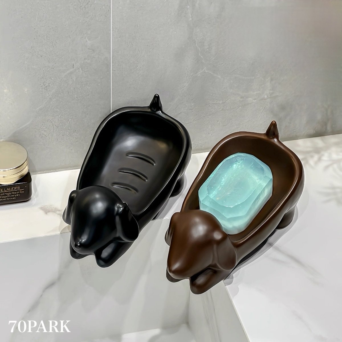 ダックスフンド モチーフ セラミック ソープディッシュ 全3色 石鹸置き