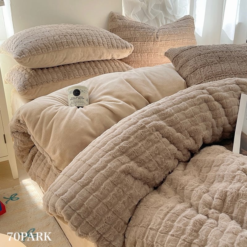 フェイクファー ベルベット調 冬用 布団カバーセット 全2色 | 70PARK