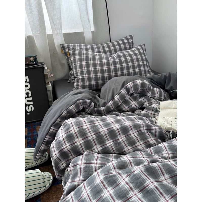 グレー ミックス チェック柄 布団カバーセット 全2サイズ オール
