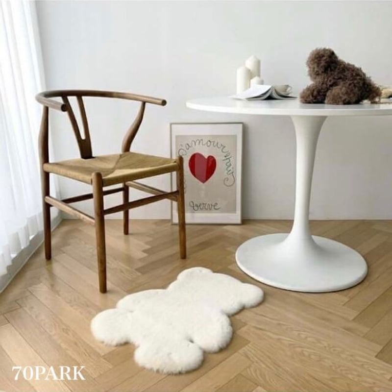 即納】#クマさん フェイクファー ラグ マット 全2色 | 70PARK