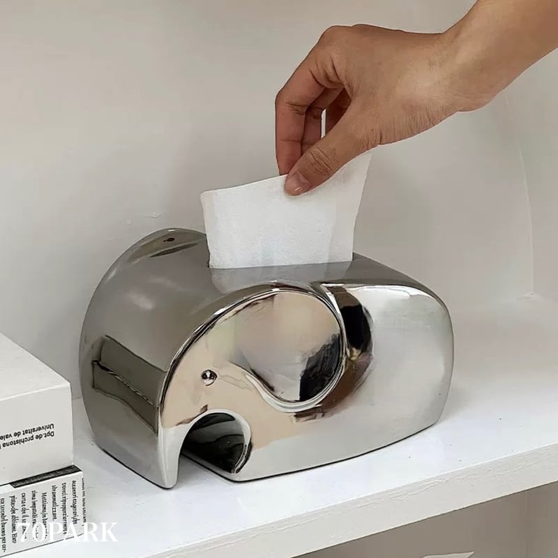 エレファント セラミック ティッシュケース 全3色 象 | 70PARK